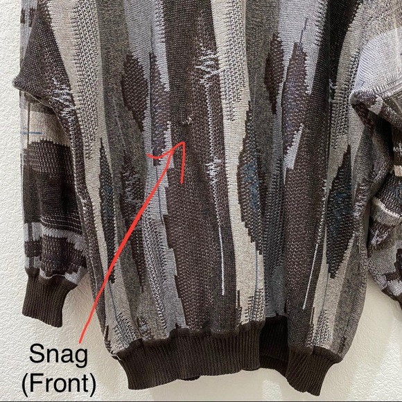 Vintage St. Croix Knits Brown/Gray Abstract Raglan Sleeve Men’s Sweater Size XXL - Picture 6 of 9